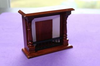Vtg Dollhouse Miniature Wood Fireplace Mantle Furniture Accessory