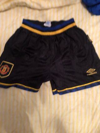 Manchester United Away Vintage Retro 1993 - 95 Umbro Shorts Men’s 34 Inch