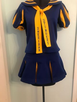 Vintage Sailor Style Cheerleader Uniform Blue And Gold Sheridan Stingers