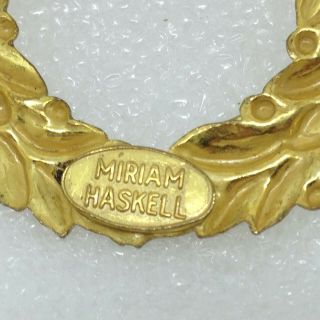 Signed MIRIAM HASKELL Vintage BOW WREATH BROOCH Pin Gold Tone Costume Jewelry 6