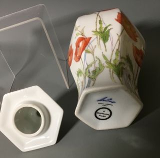 Vintage MOTTAHEDEH Porcelain Orange Poppy Flower Butterfly Dragonfly Ginger Jar 5