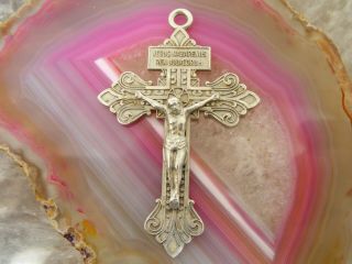 Vintage Sterling Silver Crucifix Cross Pendant Jesus Nazarenus Rex Judaeorum