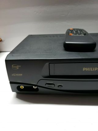 Philips VCR Plus 4 Head VHS Player Model VRA431AT23 With Remote 2
