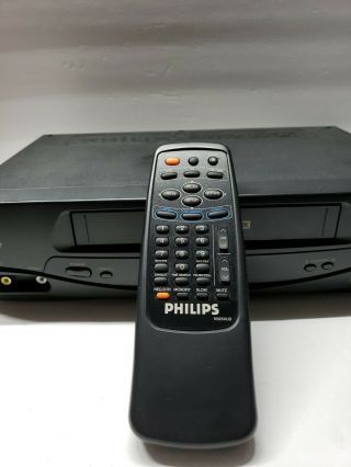 Philips VCR Plus 4 Head VHS Player Model VRA431AT23 With Remote 4