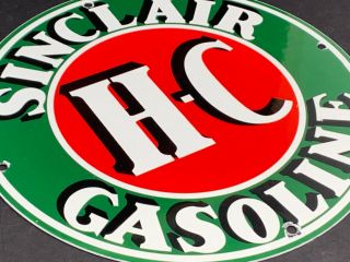 Vintage Sinclair H - C Gasoline Houston Concentrate Porcelain Enamel Gas 12 " Sign