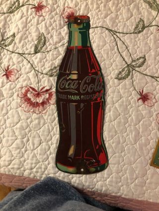 Vintage 1951 Coca Cola Soda Pop Bottle Metal Gas Station Diner Display Sign