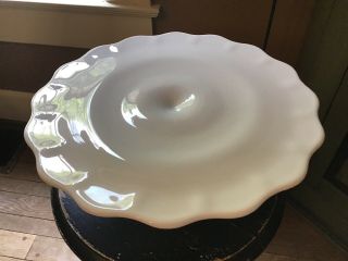 Vintage Indiana Glass TEARDROP Milk Glass Footed Cake Stand Salver Pedestal 50 ' s 2