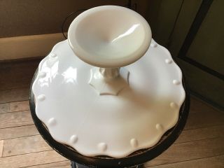 Vintage Indiana Glass TEARDROP Milk Glass Footed Cake Stand Salver Pedestal 50 ' s 4