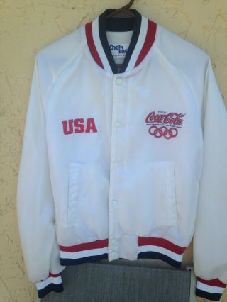 Vintage Chalkline Coca Cola 1988 Olympic Games Team Usa Satin Jacket Sz.  S