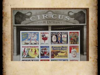 US Scott 4898 - 4905 4905a Vintage Circus Posters MNH Sheet of 16 Forever Stamps 2