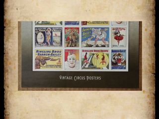 US Scott 4898 - 4905 4905a Vintage Circus Posters MNH Sheet of 16 Forever Stamps 3