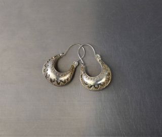 Craziem Sterling 925 Silver Vintage Southwestern Estate Hoop Earrings X8575