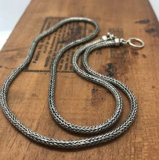 Vintage Sterling Silver Necklace 925 Rope Chain Toggle (35 Grams) 25”