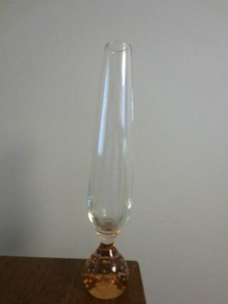 Vintage Crystal Bud Vase With Peach Bubble Bottom