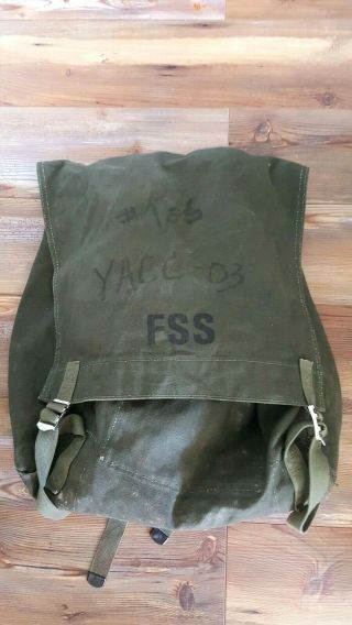 Fss Vintage Us Forest Service Green Canvas Field Bag Backpack Ruck Sack