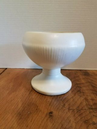 Vintage Mccoy Art Pottery Matte White Footed Vase Planter 5 1/2 " Usa