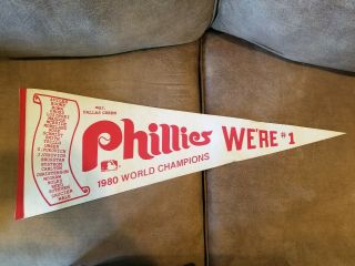 Vintage 1980 Philadelphia Phillies World Series Champions Mlb Felt Pennant