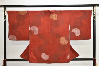 Vintage Silk Kimono Jacket:gorgeous Red Brown/gold Chrysanthemum@yk14