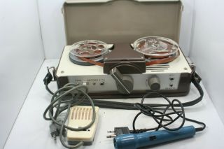Vintage Aiwa Tp - 32a Reel To Reel Tape Recorder Player W/ 2 Microphones