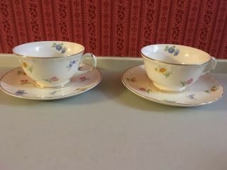 2vtg Pope - Gosser China " Sterling " Tea Coffee Cup & Saucer Set Made In Usa Flower