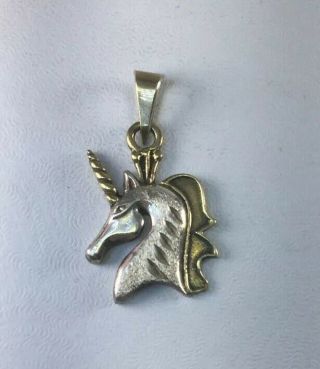 Vintage Sterling Silver Diamond Cut Unicorn Pendant Size 1.  25” P25