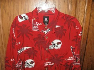 Arizona Cardinals Rayon Aloha Shirt Nfl Team Apparel Hawaiian Vtg Dress Party Xl