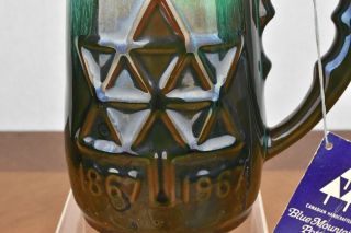 Vintage Blue Mountain Pottery Canadian Centennial 1967 Green Turquoise Stein Mug 7