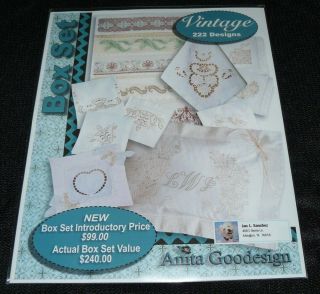 Anita Goodesign Vintage Box Set 222 Designs Machine Embroidery Cd Bx001