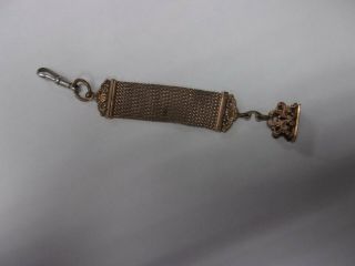 Vintage Weh Co.  Pocket Watch Fob Wax Seal " Dc " Initials Mesh Clamp Goldtone