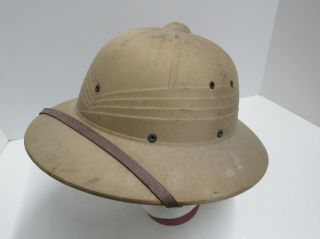 Vintage Hawley Tropper Military Safari Pith Helmet With Leather Strap 1940 