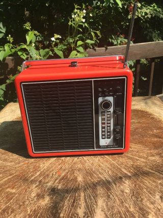 Vintage Jc Penny Fm/am 8 Track Portable Player Rare Red Collector Radio