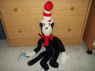 Vintage 1983 Dr.  Suess Cat In The Hat With Umbrella Plush - 27 "
