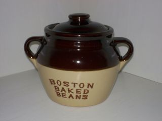 Vintage Brown Stoneware Boston Baked Bean Pot Fast Ship