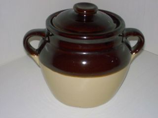 Vintage Brown Stoneware Boston Baked Bean Pot Fast Ship 3