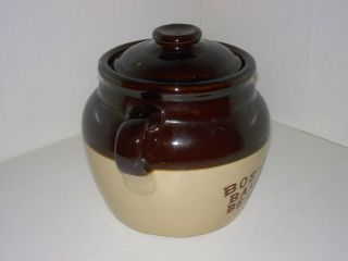Vintage Brown Stoneware Boston Baked Bean Pot Fast Ship 4