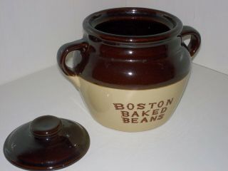 Vintage Brown Stoneware Boston Baked Bean Pot Fast Ship 5