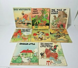 1932 & 1934 Platt & Munk Co.  8 Children’s Classic Story Books Tom Thumb Rooster,