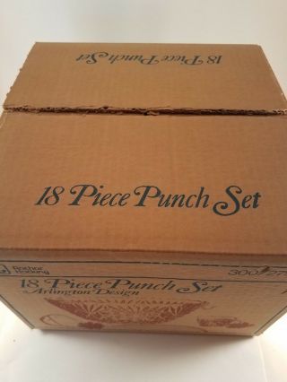 Vintage 18 - Piece Punch Bowl Set Anchor Hocking Arlington Design - 6