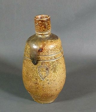 Vtg Decanter J.  M Da Fonseca Portugal Stoneware Brown Wine Bottle Decanter Vase