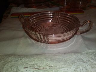Vintage Pink Depression Glass Candy Dish With Handles