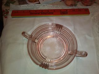 Vintage Pink Depression Glass Candy Dish with Handles 2