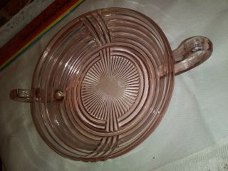 Vintage Pink Depression Glass Candy Dish with Handles 4