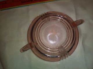 Vintage Pink Depression Glass Candy Dish with Handles 5