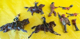 8 Vtg Toy Metal Soldiers Handpainted Military Men Infantry Wounded Army 1940 