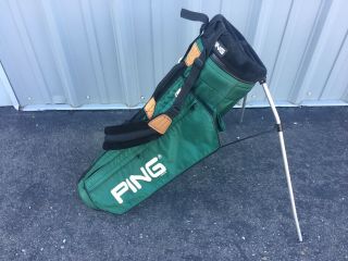 Vintage Ping Hoofer Golf Stand Bag - Green,  Dual Strap,  4 - Way Divider
