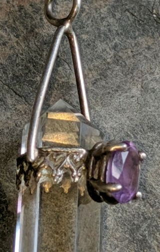 Vintage 925 Sterling Silver Crystal With Amethyst And Intricate Silver 4