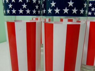 6 vintage Patriotic USA Flag Stars Stripes Red White Blue Glasses 4th of July 2