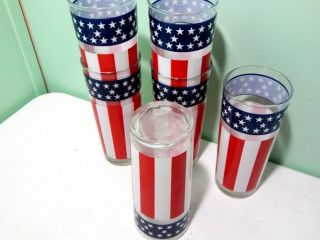 6 vintage Patriotic USA Flag Stars Stripes Red White Blue Glasses 4th of July 3