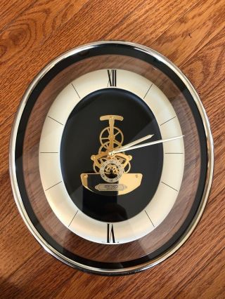 Vintage Seiko Oval Skeleton Gold Finish Quartz Wall Clock Model Qax201g.