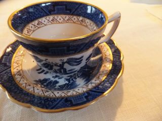 Vtg Real Old Willow Pagoda Pattern Booths Tea Cup Saucer England Fine China Nwot